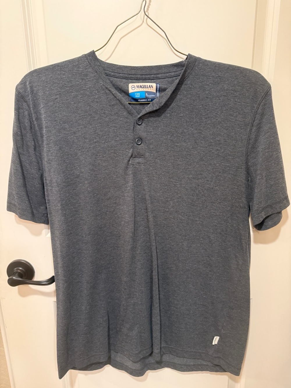 Magellan Outdoors Men's Heather Charcoal Short Sleeve Henley